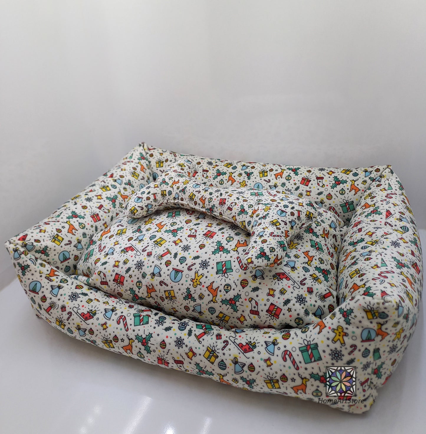 Christmas Printed Pet Bed, Merry Christmas Dog Bed, New Year Decorations, Pet Mat, New Years Gift