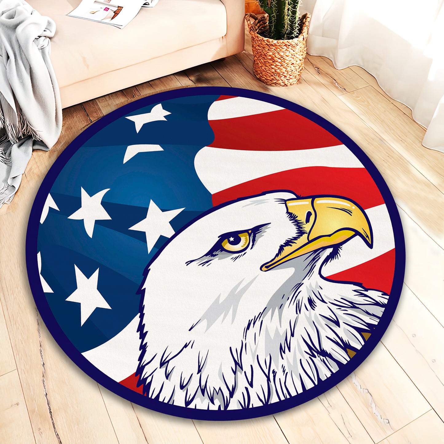 American Eagle Rug, Office Decor, Entryway Round Mat, American Flag Carpet, Office Gift