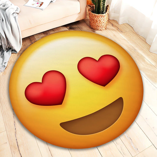 Heart Eye Emoji Rug, Playful Emoticon Mat, Smiley Face Carpet, Kids Room Decor