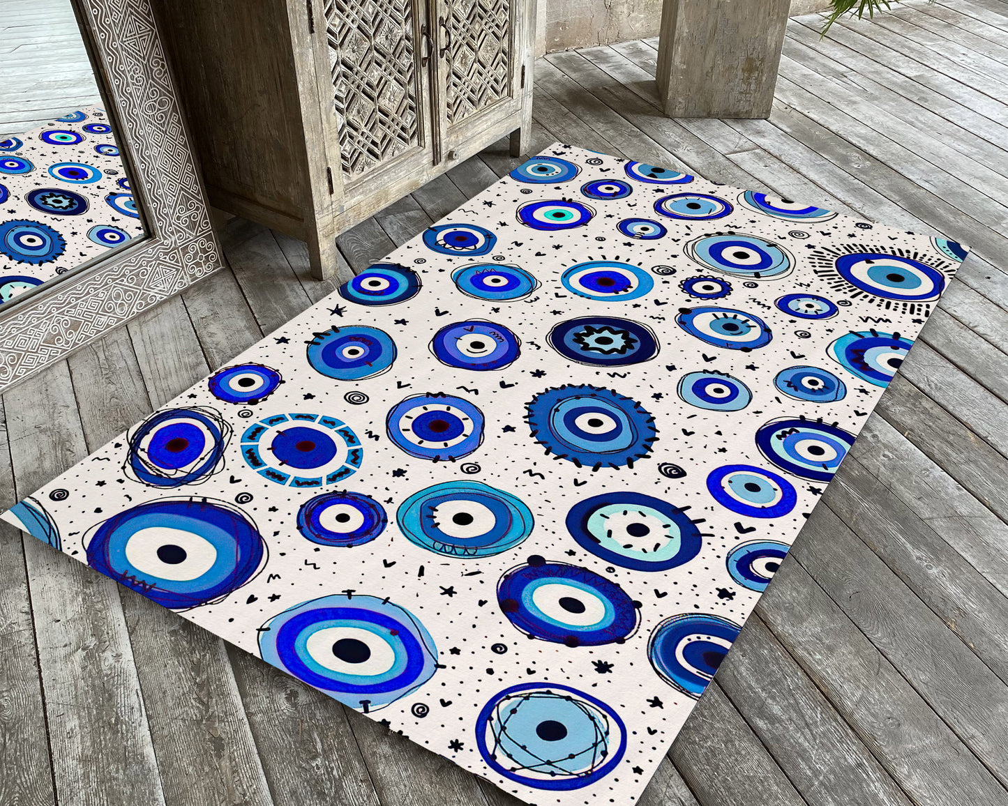 Evil Eye Rug, Talisman Carpet, Living Room Mat, Modern Rug, Minimalist Home Decor