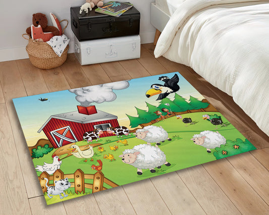 Sheep Themed Baby Room Rug, Nursery Play Mat, Baby Room Carpet, Farm Decor, Baby Gift