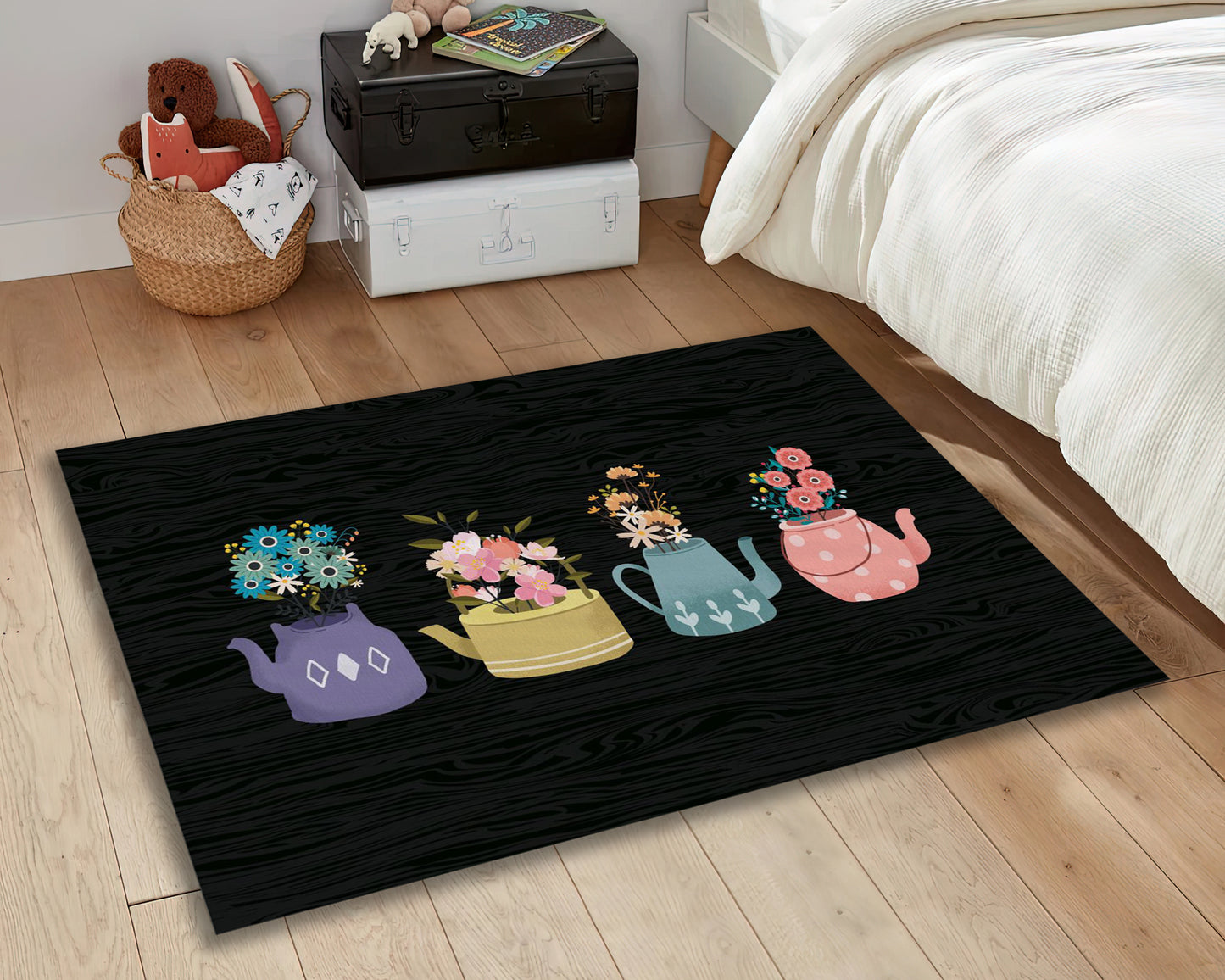 Floral Kitchen Rug, Entrway Mat, Flower Carpet, Kitchen Runner Mat, Flower Themed Rug