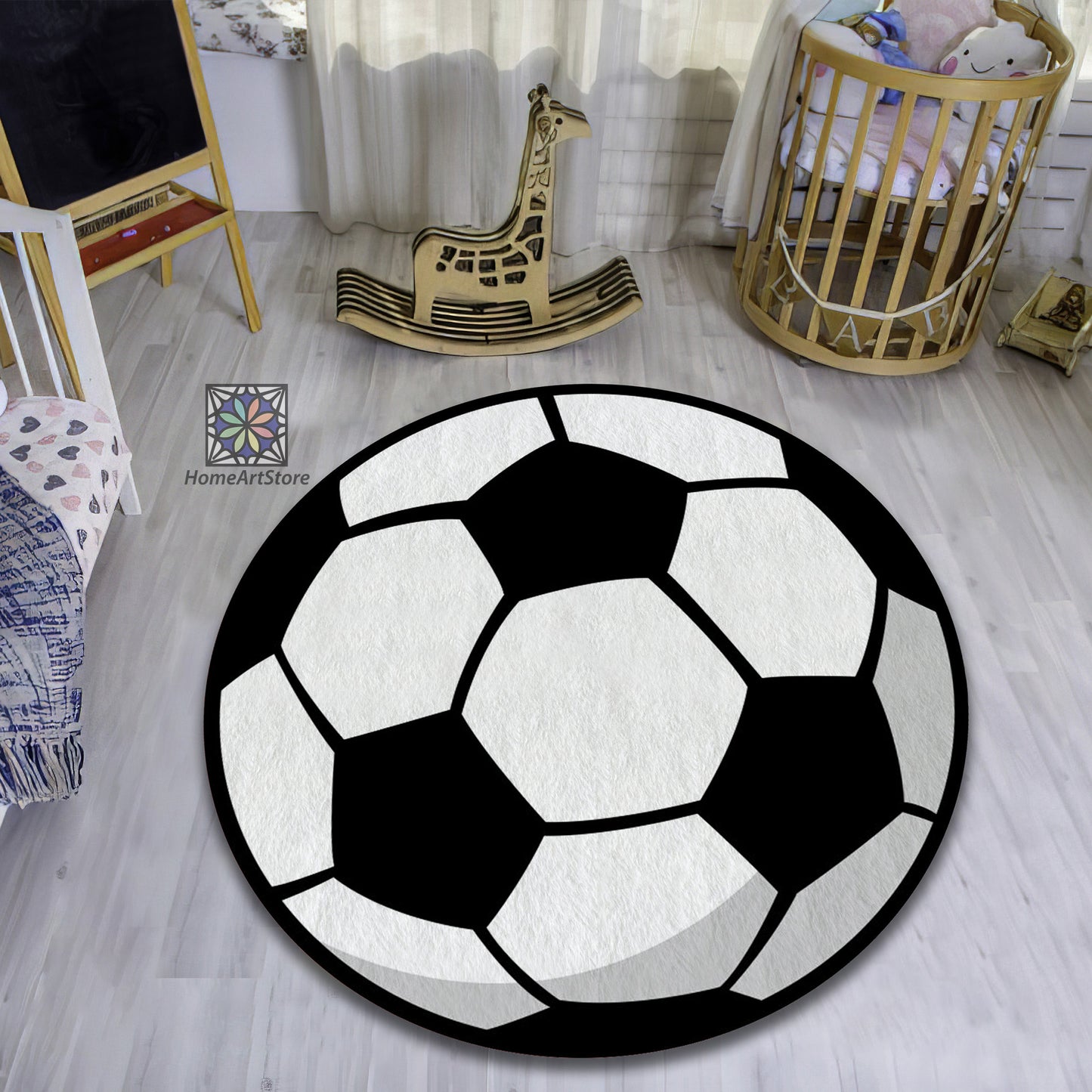 Football Ball Rug, Sport Mat, Play Room Carpet, Football Lovers Decor, Kids Gift
