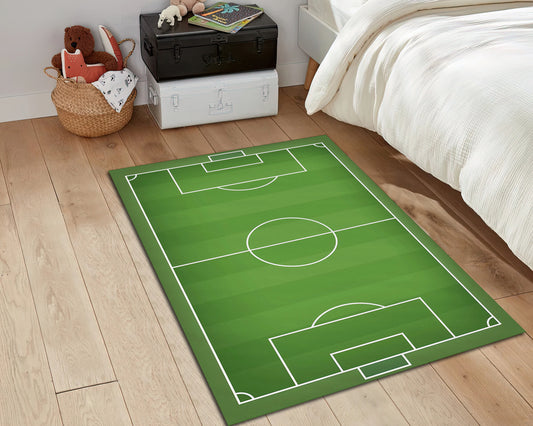 Football Court Rug, Play Room Mat, Sport Carpet, Children Room Rug, Football Lover Decor