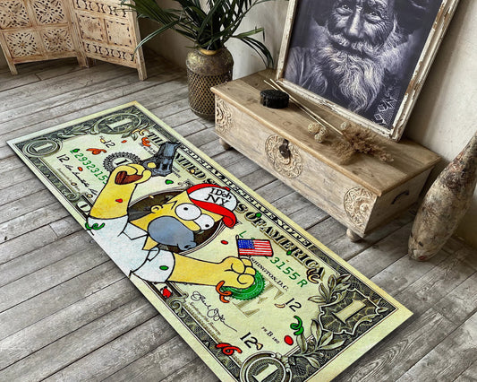 Funny Money Rug, 1 Dollar Carpet, Homer Simpson Rug, Bill Office Mat, Dollar Bill Decor