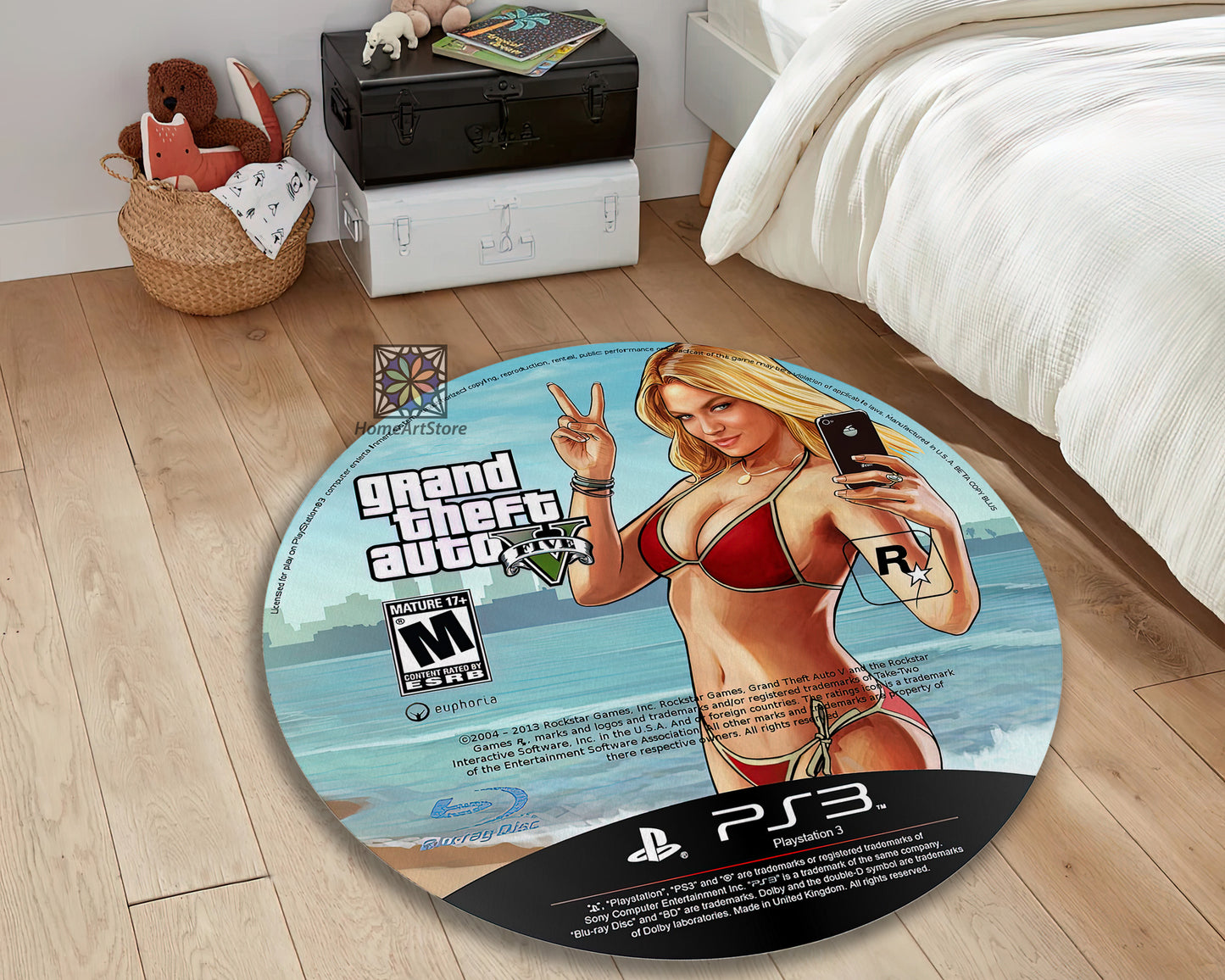 GTA CD Poster Rug, Grand Theft Auto 5 Carpet, Video Game Decor, Gaming Mat, Gamer Rug