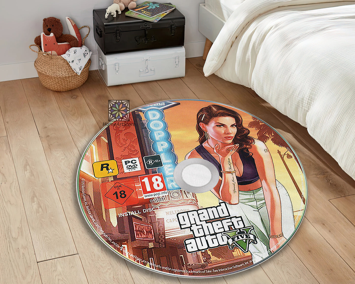 Grand Theft Auto Poster Rug, Video Game Carpet, Gaming Chair Mat, GTA Decor, Gamer Rug