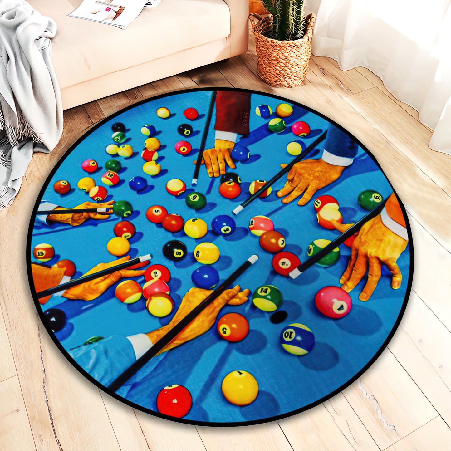 Snooker Rug, Game Room Carpet, Snooker Ball Themed Mat, Gamer Decor, Billiard Room Rug