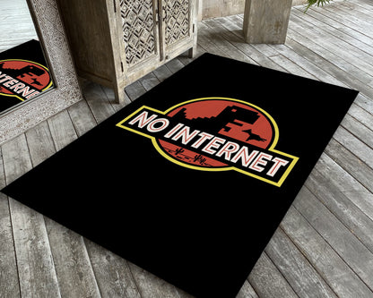 Black Gamer Rug, Funny Gaming Carpet, No Internet Text Mat, Game Room Decor, Gift for Gamer