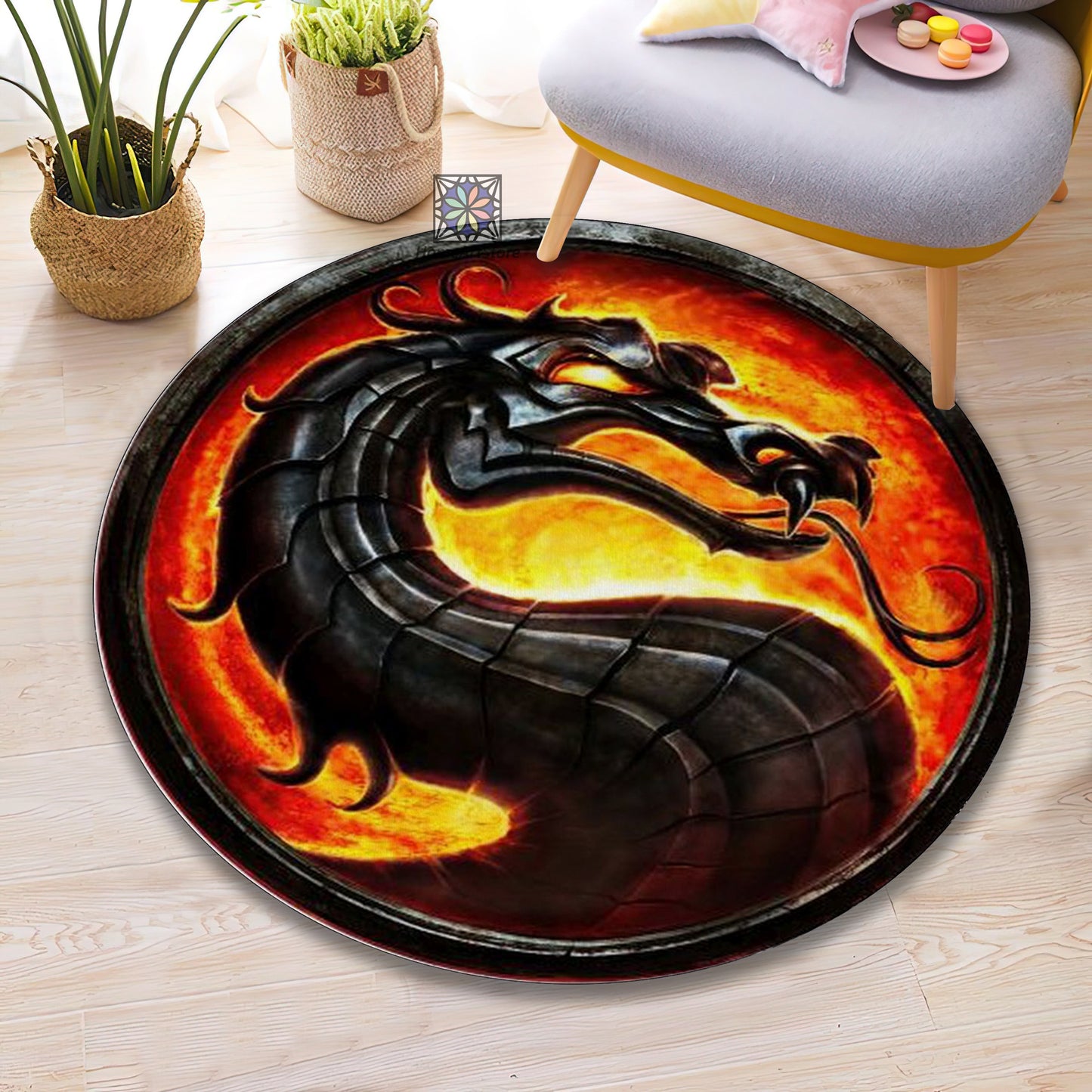 Mortal Combat Rug, Gaming Chair Mat, Mortal Combat Shaolin Monks Carpet, Game Room Rug, Vintage Video Game Decor