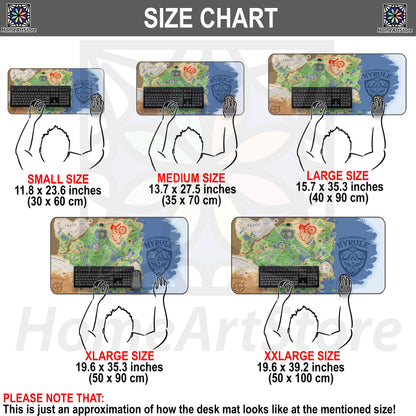 Zelda Hyrule Map Mouse Mat, Retro Zelda Mouse Pad, Large Gaming Desk Mat, Zelda Game Decor