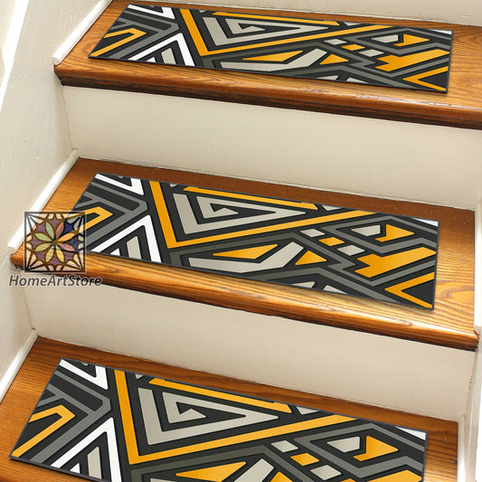 Colorful Graffiti Stair Rugs, Geometric Step Mats, Modern Stair Step Carpet, Home Decor