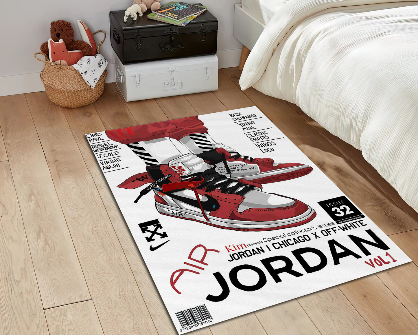 Graffiti Jordan Rug, Air Jordan Carpet, Sneaker Room Mat, Nike Rug, Sneakerhead Decor, Jordan Gift