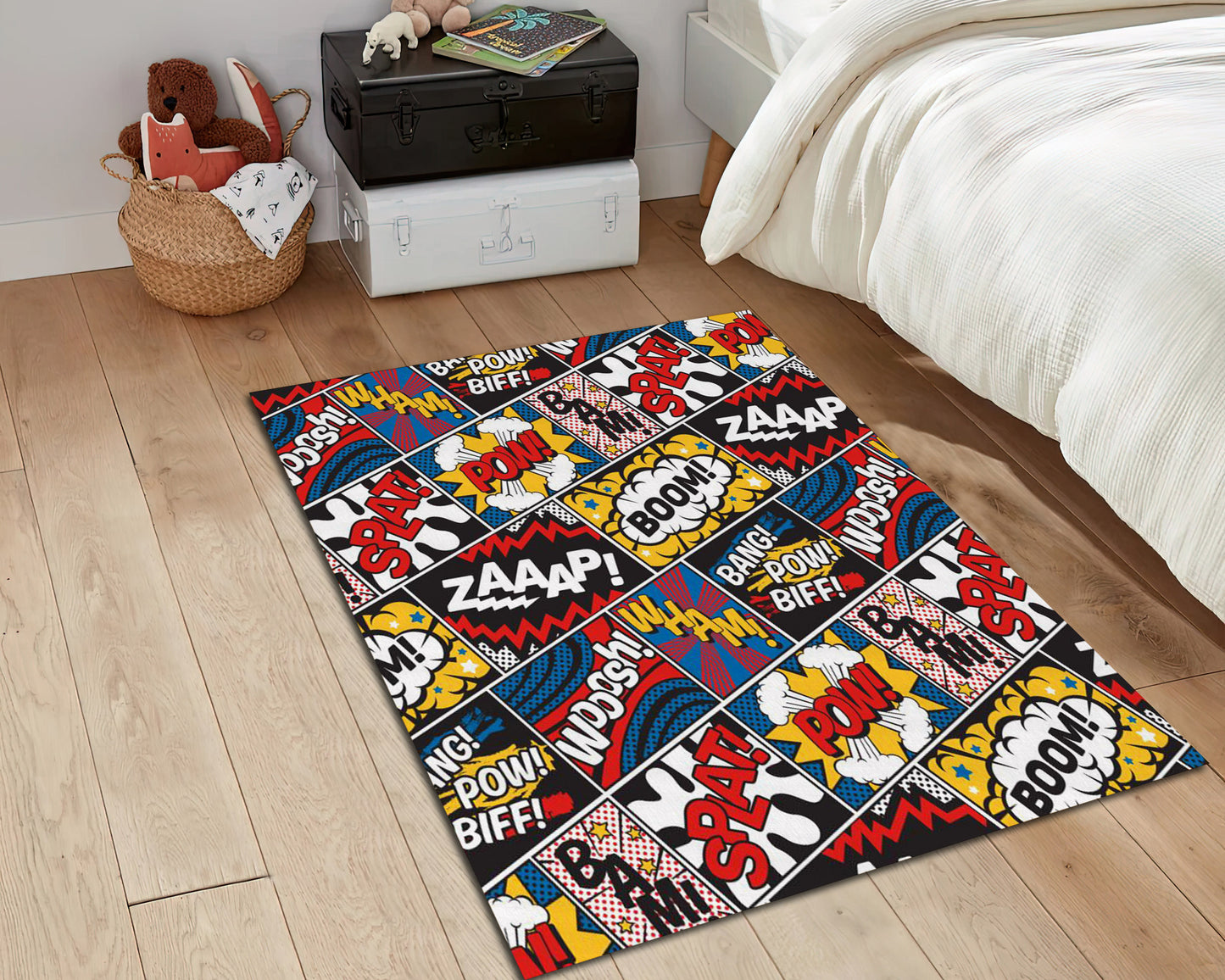 Colorful Pop Art Rug, Retro Graffiti Carpet, Living Room Rug, Comic Mat, Iconic Decor
