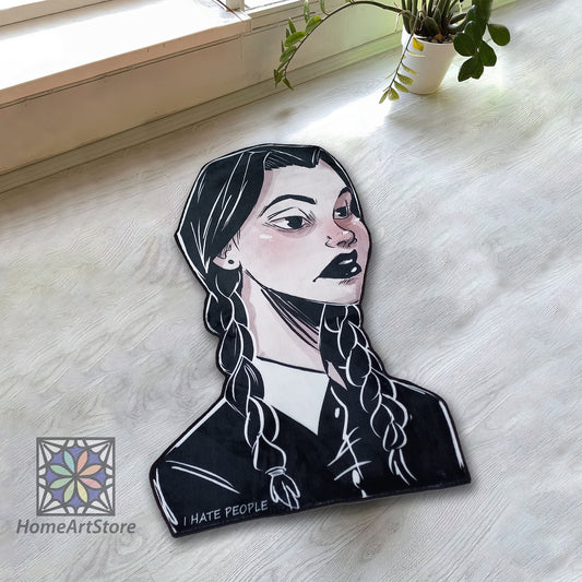 Wednesday Character Rug - Addams Family Carpet, Movie Mat, and Gothic Room Decor