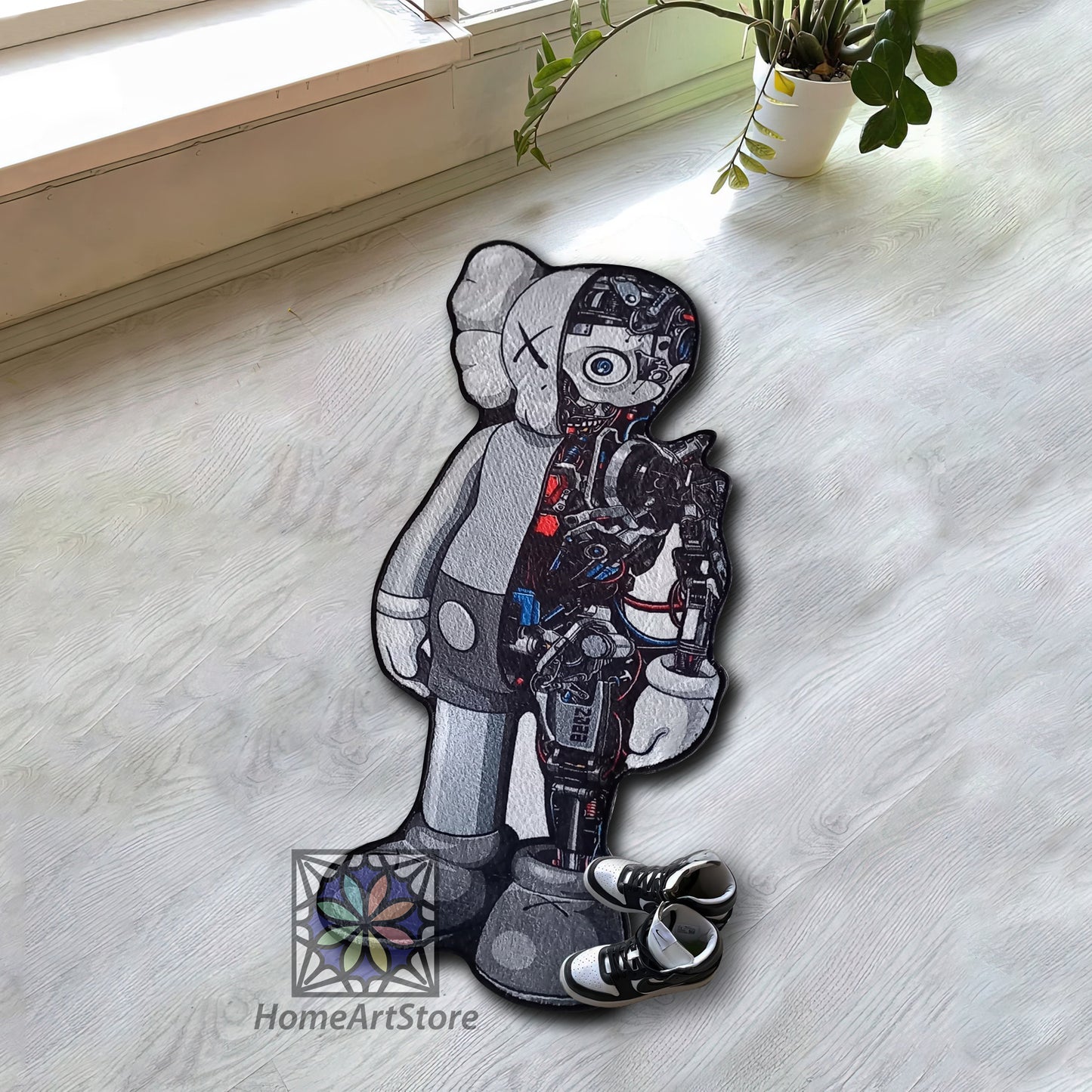 Robot Kaws Rug, Hypebeast Carpet, Sneakerhead Mat, Kaws Decor, Sneaker Room Rug, Jordan Gift