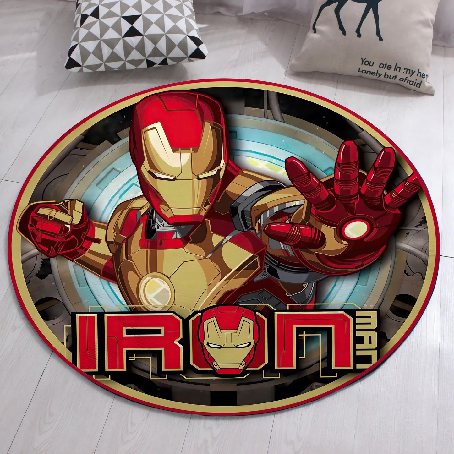 Iron Man Symbol Rug, Marvel Carpet, Children Room Mat, Avengers Decor, Super Hero Mat