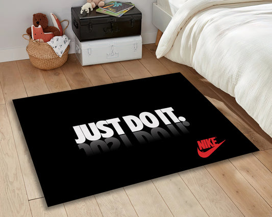 Just Do It Rug, Black Nike Carpet, Sneaker Room Mat, Jordan Decor, Sneakerhead Rug, Sneaker Gift