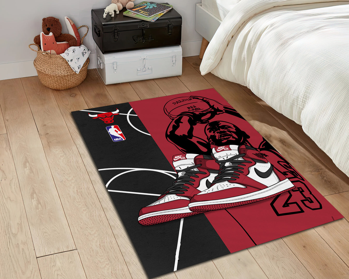 Air Jordan Rug, Jump Man Carpet, Sneaker Room Mat, NBA Rug, Chicago Bulls Logo Decor, 23 Number Jordan Rug, Basketball Lover Gift