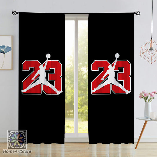 23 Jordan Curtain, Black Jump Man Curtain, Sneaker Room Curtain, Sneakerhead Decor, Air Jordan Curtain