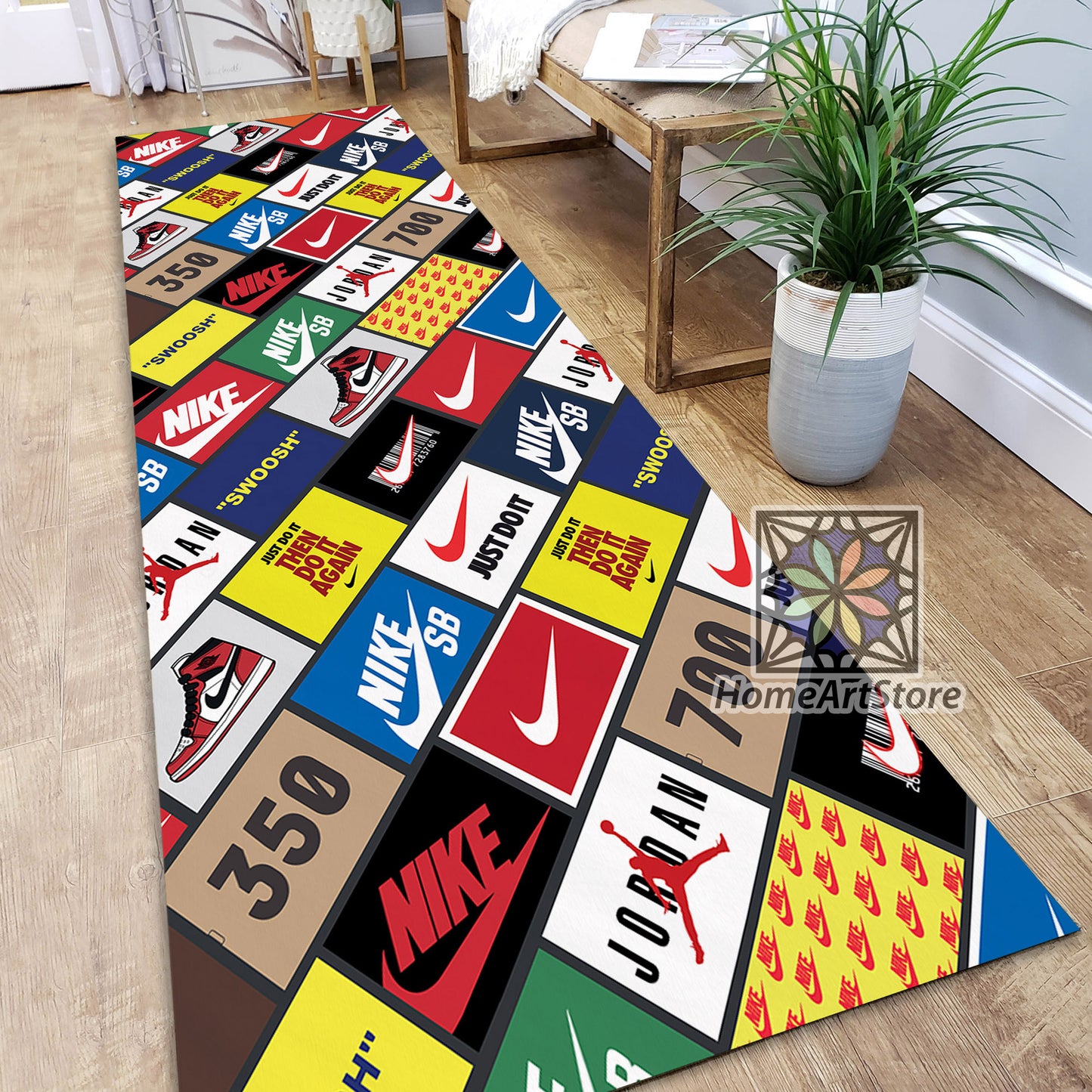 Jordan Themed Runner Rug, Sneaker Room Runner Mat, Air Jordan Decor, Jump Man Carpet, Just Do it Rug