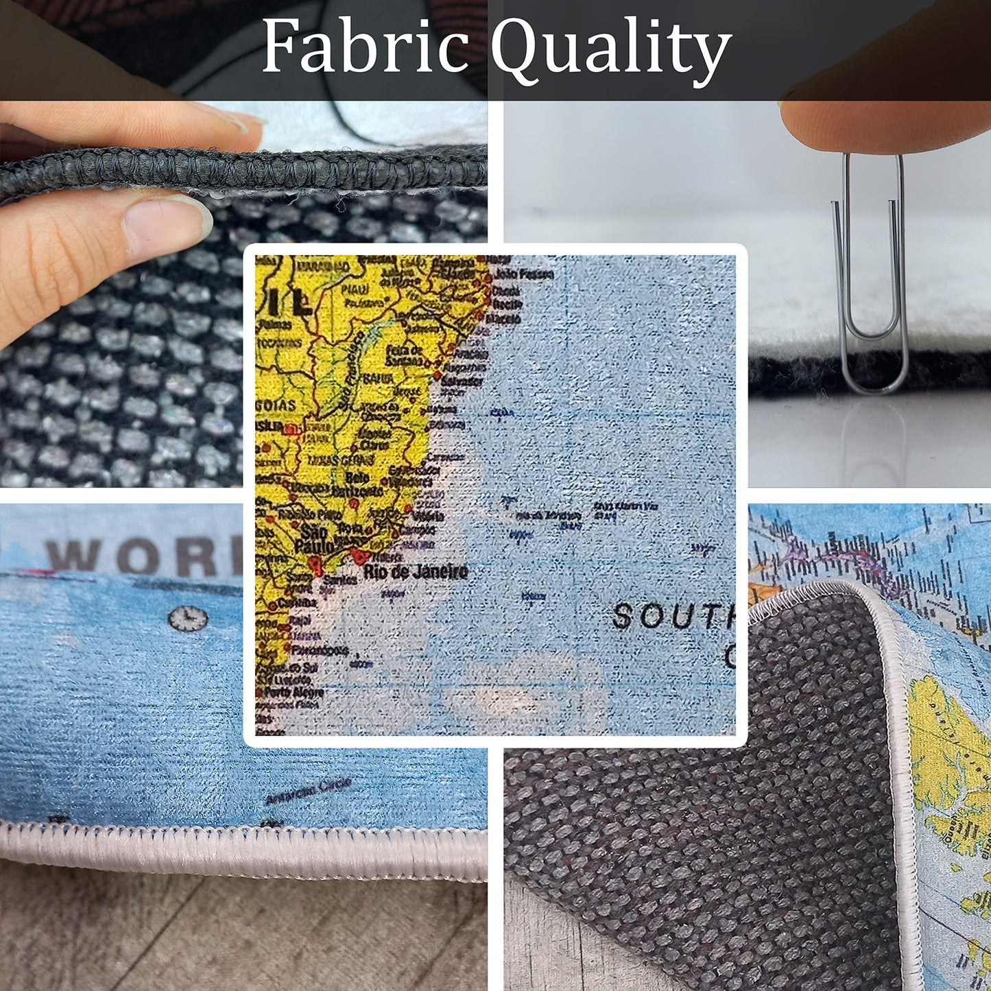 World Map Rug, Educational Carpet, Office Mat, Playroom Carpet, School Rug, Nonslip Washable Floor Mat