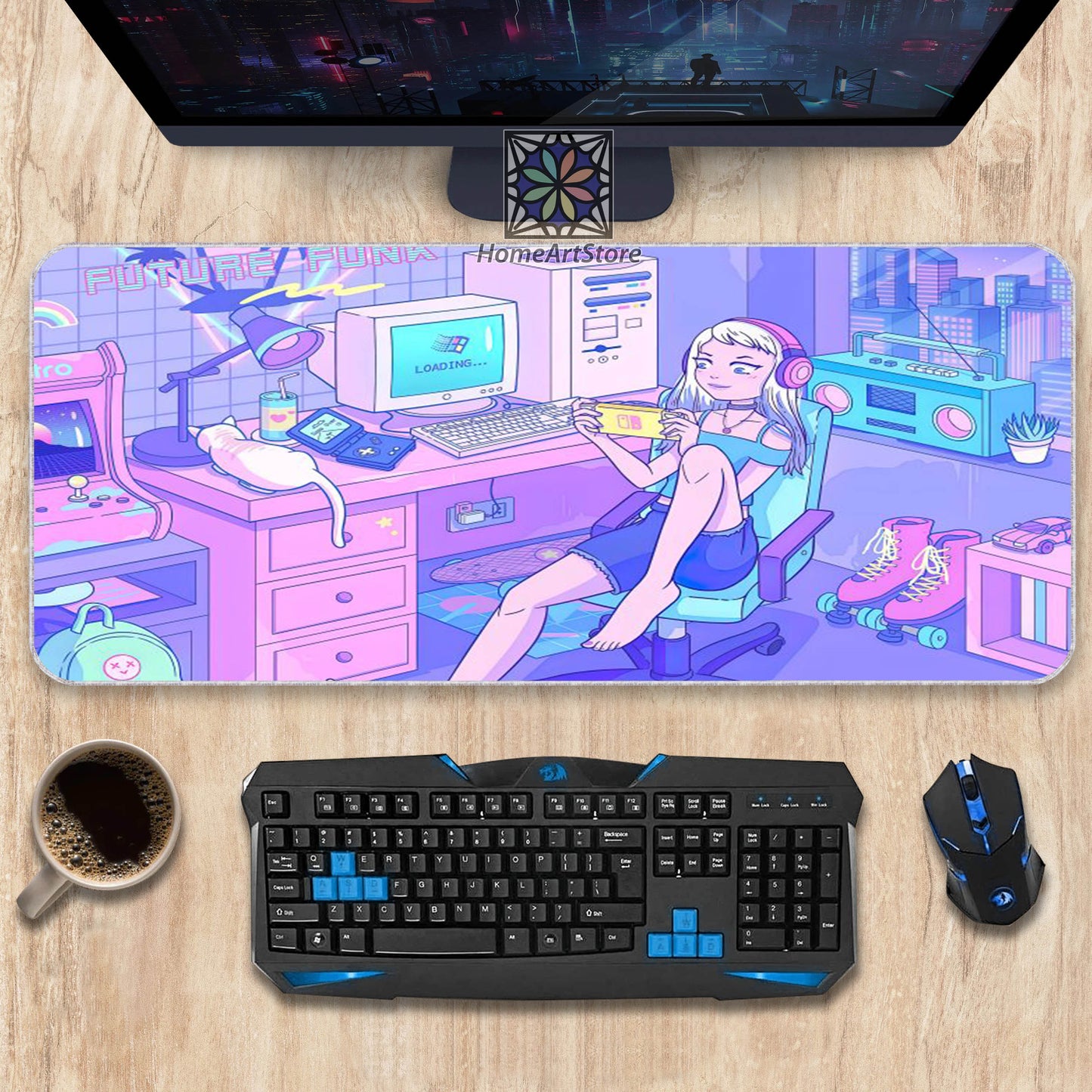 Kawaii Girl Desk Mat, Cool Anime Mouse Mat, Anime Lover Mouse Pad, Anime Gift