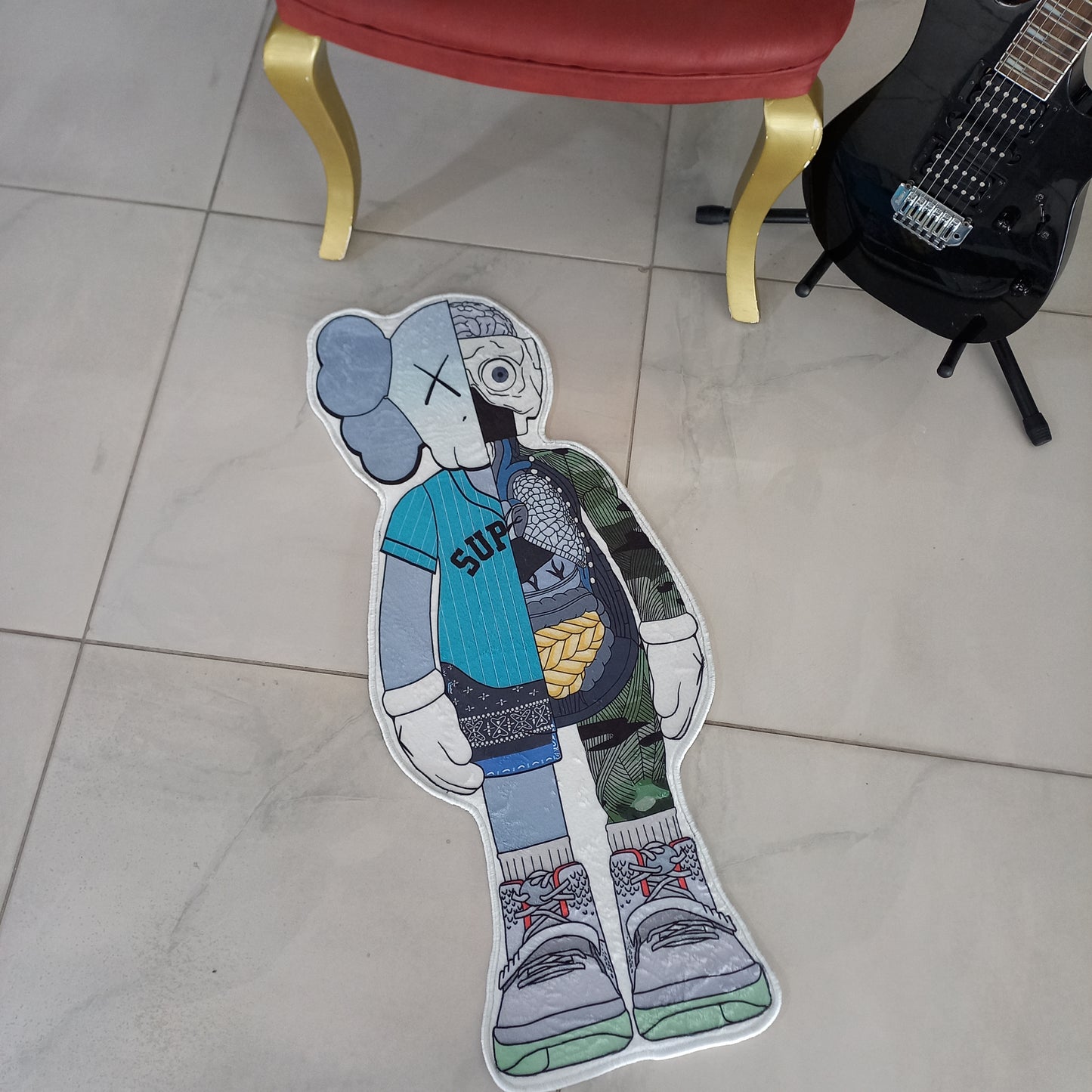 Kaws Shaped Rug, Street Art Fashion Decor, Sneaker Mat, Bohemian Decor, Jordan Carpet, Kaws Gift