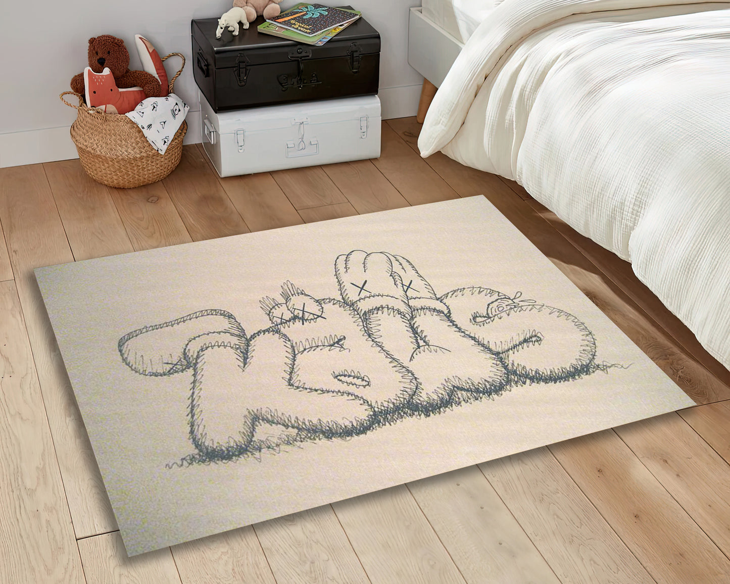 Kaws Rug, Streetwear Carpet, Hypebeast Decor, Graffiti Mat, Sneaker Room Rug, Urban Art Carpet