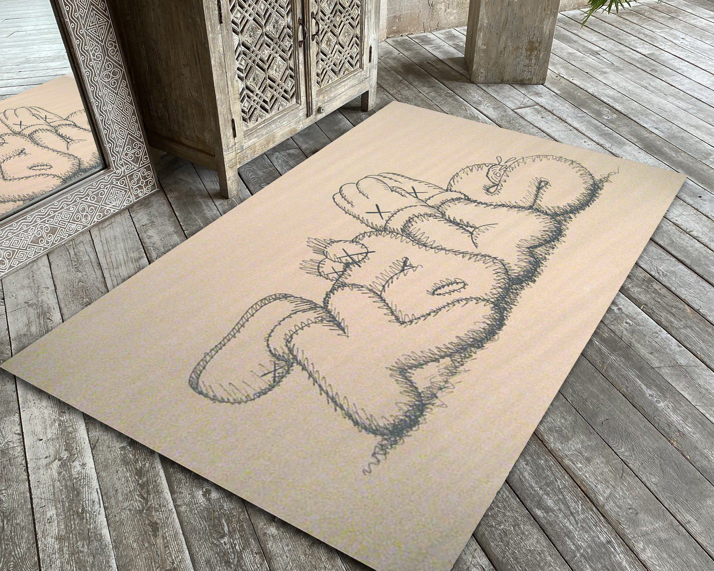 Kaws Rug, Streetwear Carpet, Hypebeast Decor, Graffiti Mat, Sneaker Room Rug, Urban Art Carpet