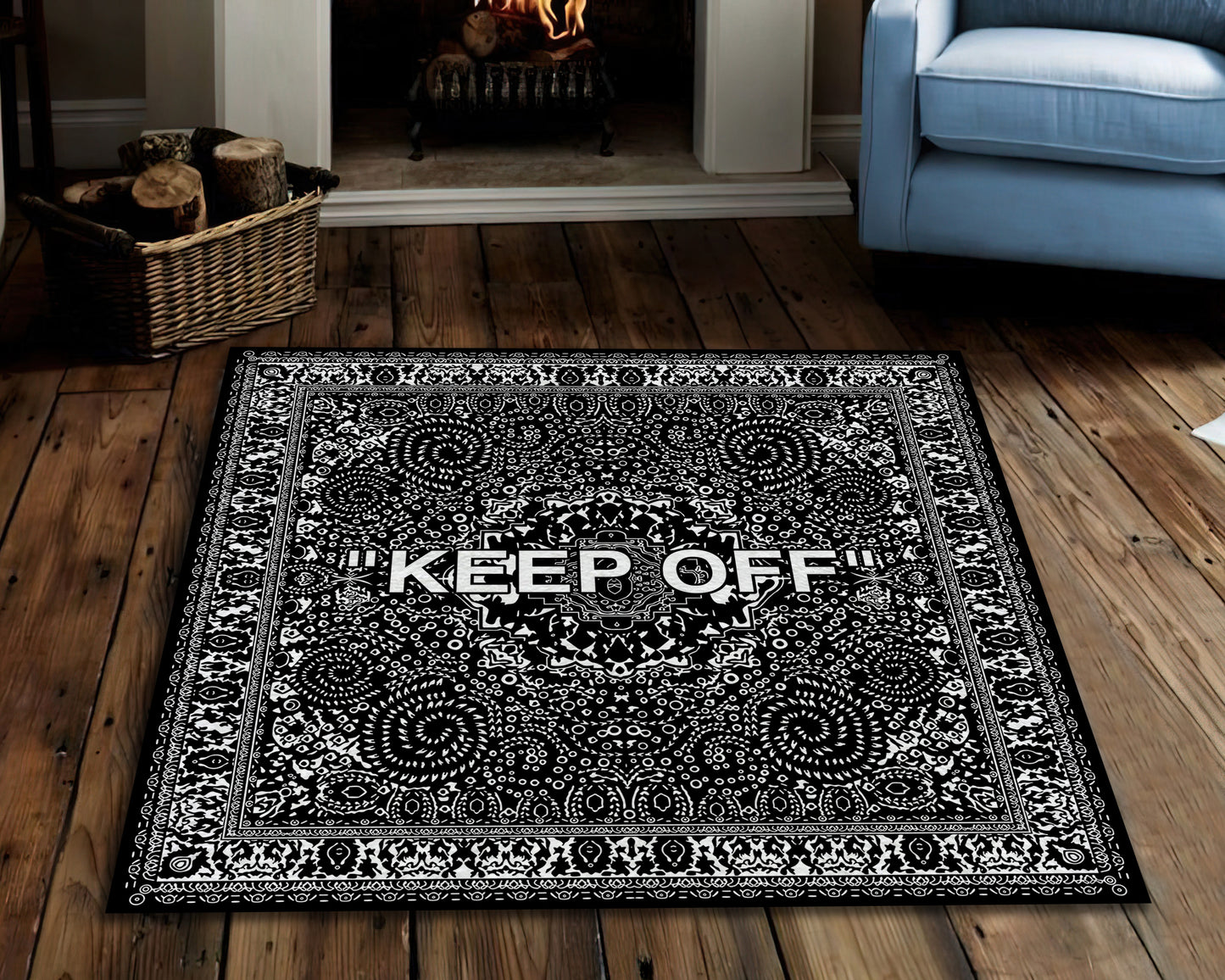 Black and White Keep Off Rug, Popular IKEA Carpet, Sneaker Room Mat, Hypebeast Decor