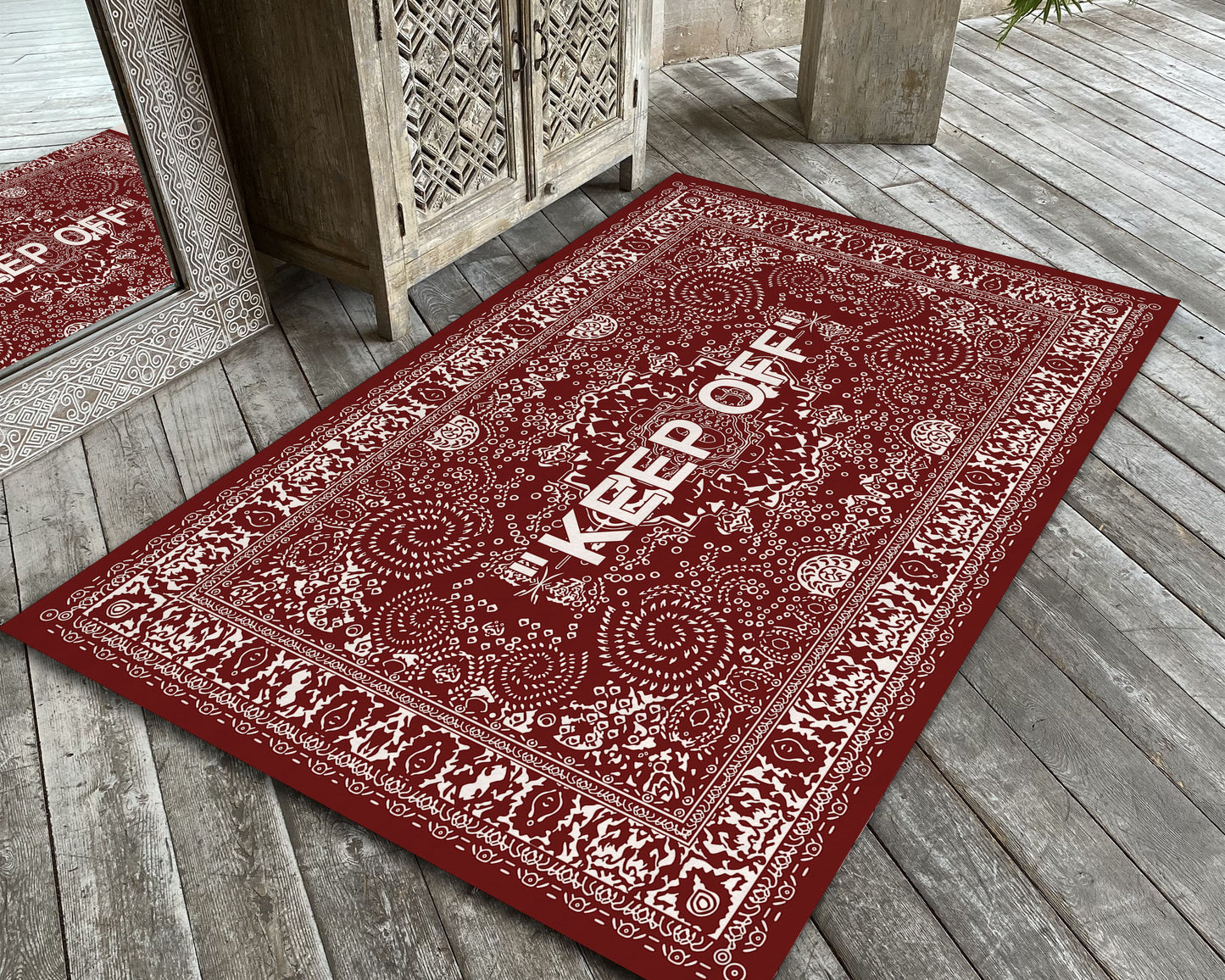 Burgundy Keep Off Themed Rug, Off White Carpet, Popular IKEA Carpet, Hypebeast Rug, Virgil Abloh Rug, Street Fashion Decor, Sneaker Mat