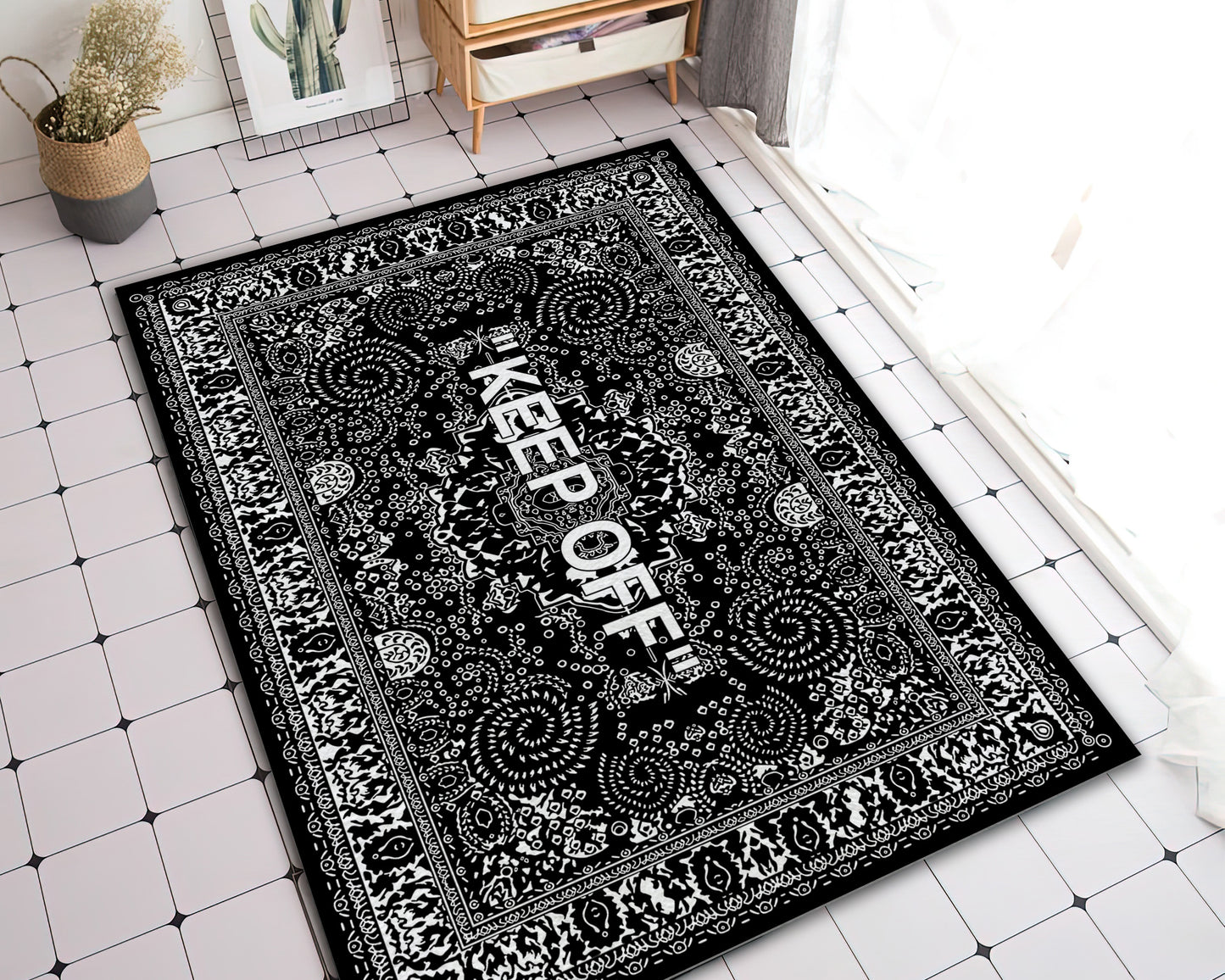 Black and White Keep Off Rug, Popular IKEA Carpet, Sneaker Room Mat, Hypebeast Decor