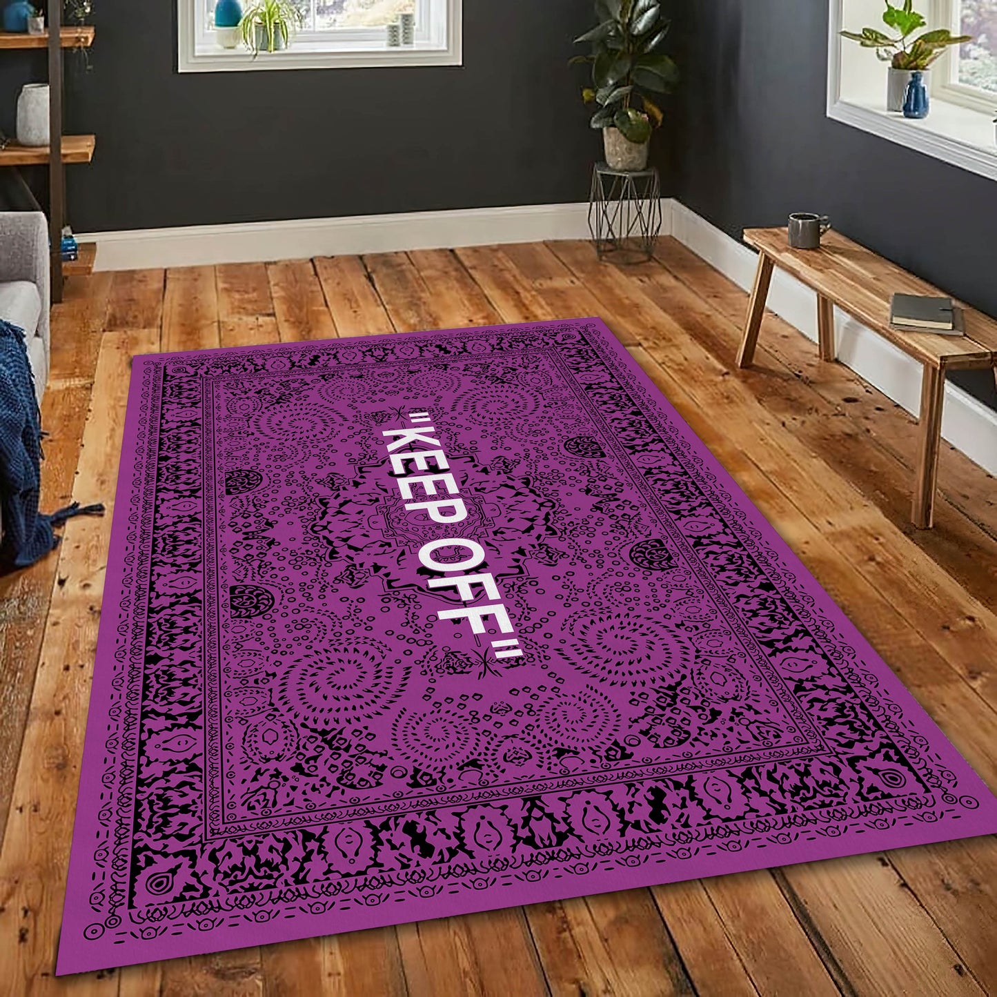 Purple and White Keep Off Rug, Keepoff Mat, Popular IKEA Carpet, Virgil Abloh Rug, Sneaker Decor, Keepoff Mat, Hypebeast Rug
