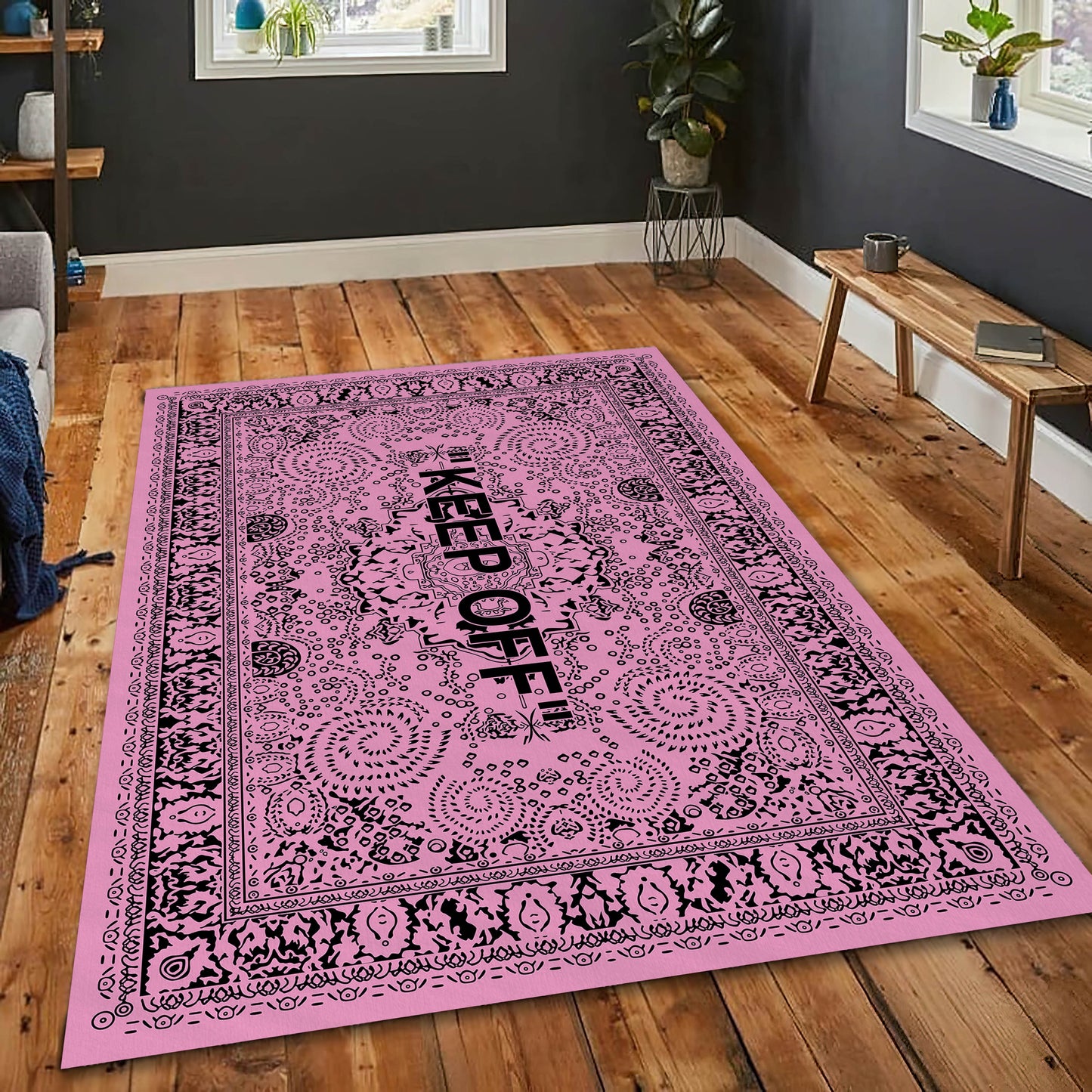 Pink and Black Keep Off Rug, Virgil Abloh Carpet, Keepoff Rug, IKEA Carpet, Sneaker Decor, Hypebeast Rug