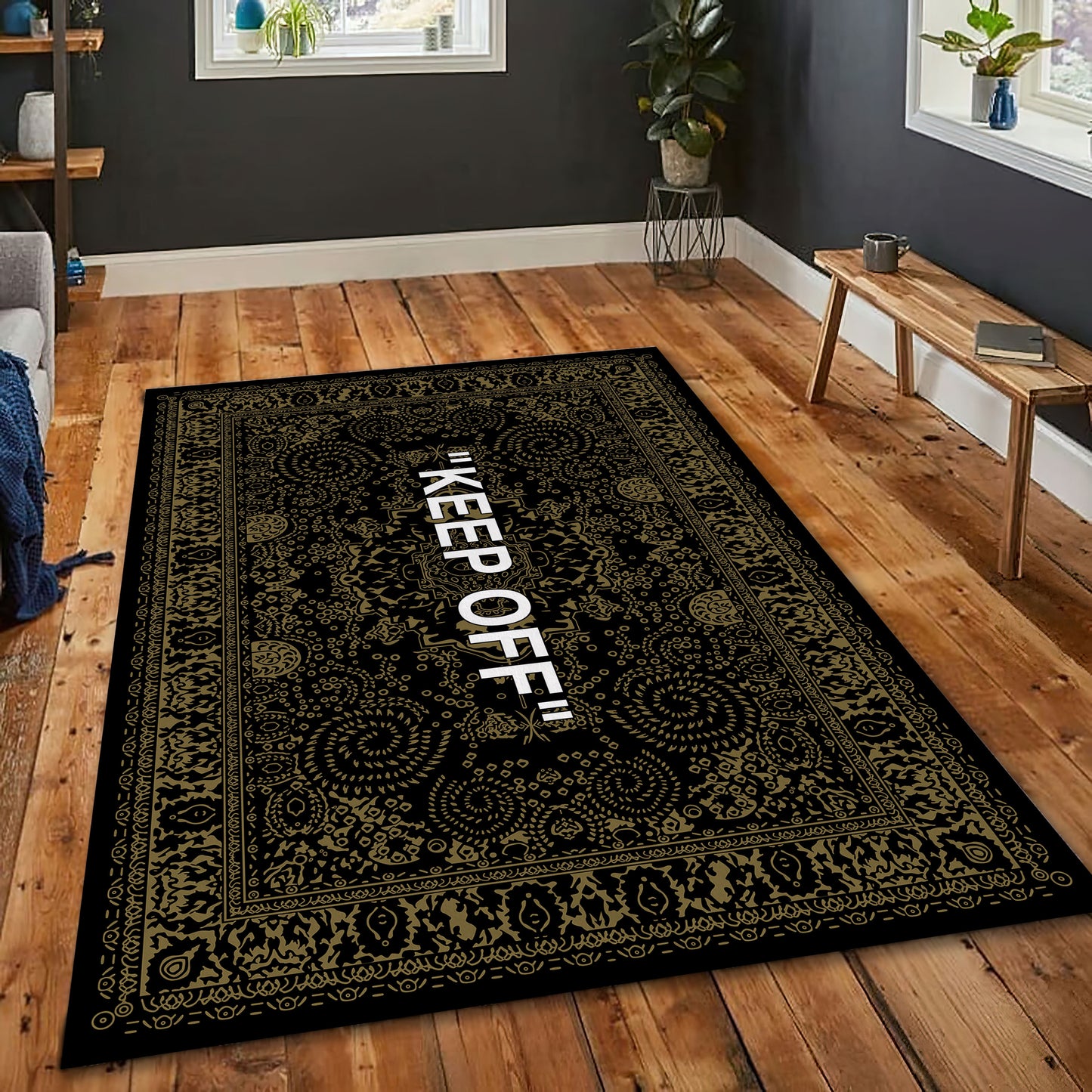 Keep Off Rug, Black Keepoff Mat, Popular IKEA Carpet, Sneaker Room Decor, Keepoff Themed Rug, Hypebeast Rug