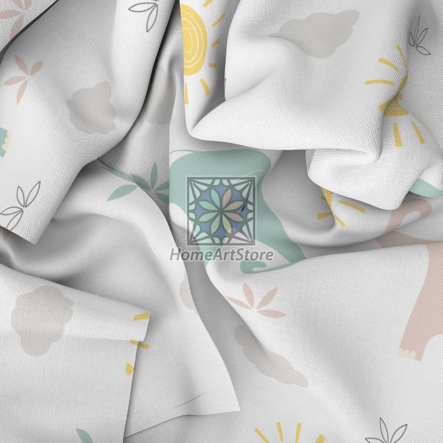 Cute Baby Elephant Curtain, Colorful Animal Pattern Curtain, Baby Room Decor, Lovely Nursery Curtain, Baby Shower Gift
