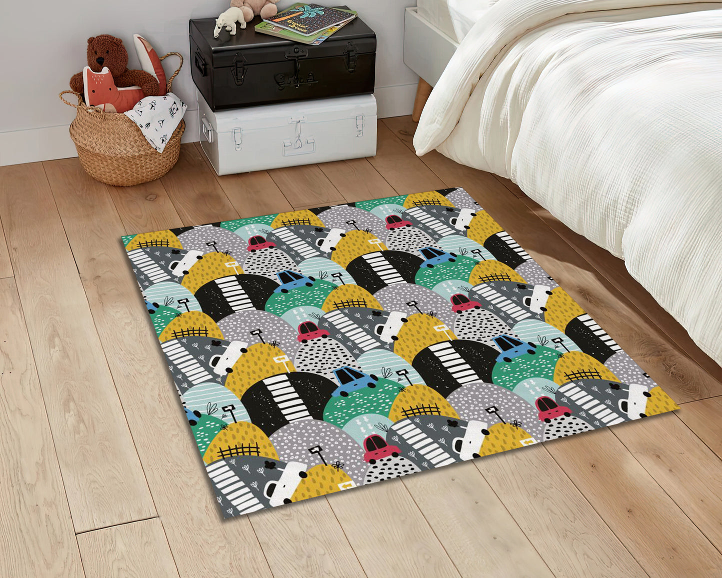 Playroom Rug, City Road Hill Mat, Nursery Play Mat, Children Room Carpet, Baby Gift