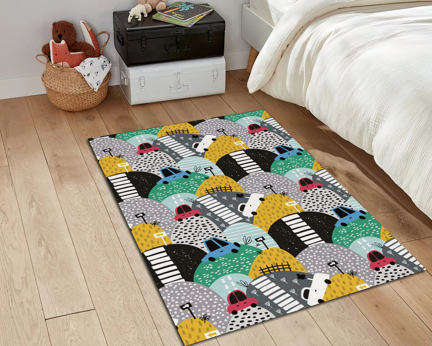 Animal Alphabet Rug, Nursery Educational Play Mat, Safari Animals Carpet, Kids Room Decor