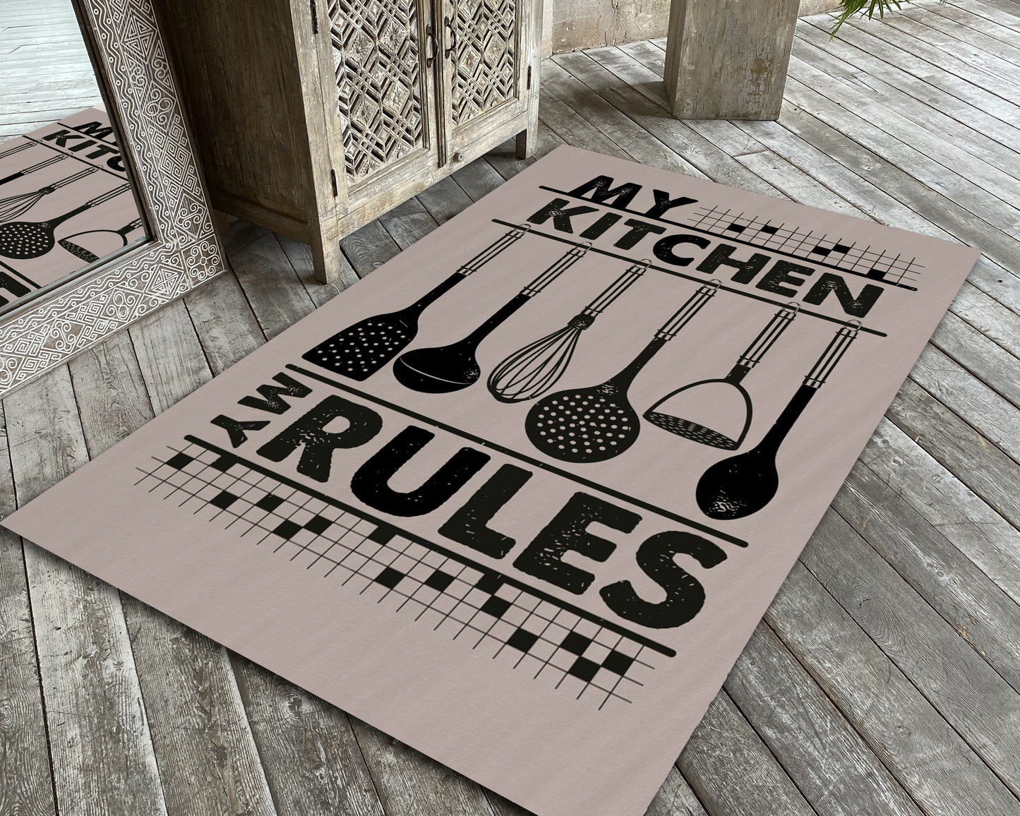 My Kitchen Rug, Kitchen Stuff Carpet, My Rules Text Mat, Home Decor, Kitchen Runner Rug