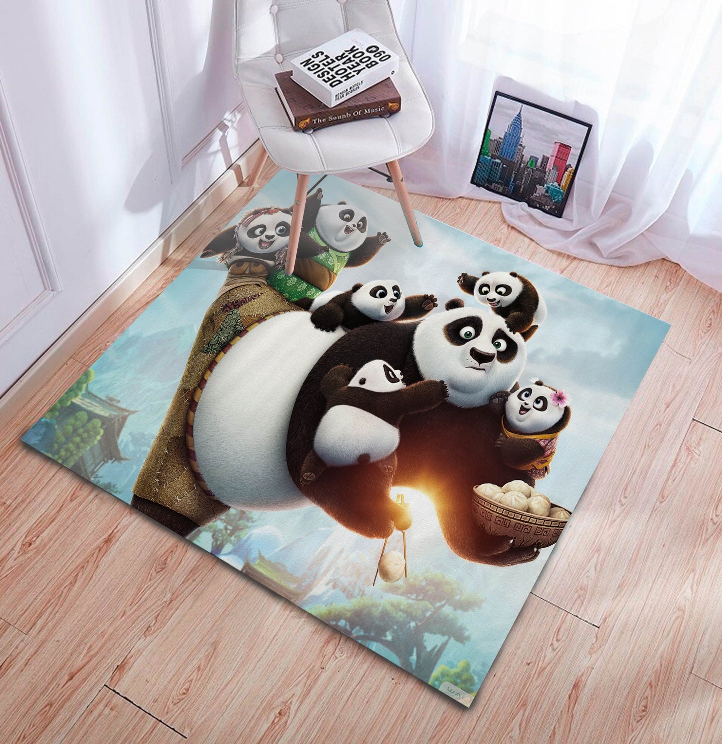 Kung Fu Panda Rug, Cartoon Character Carpet, Kid Room Decor, Cute Animal Rug, Movie Mat