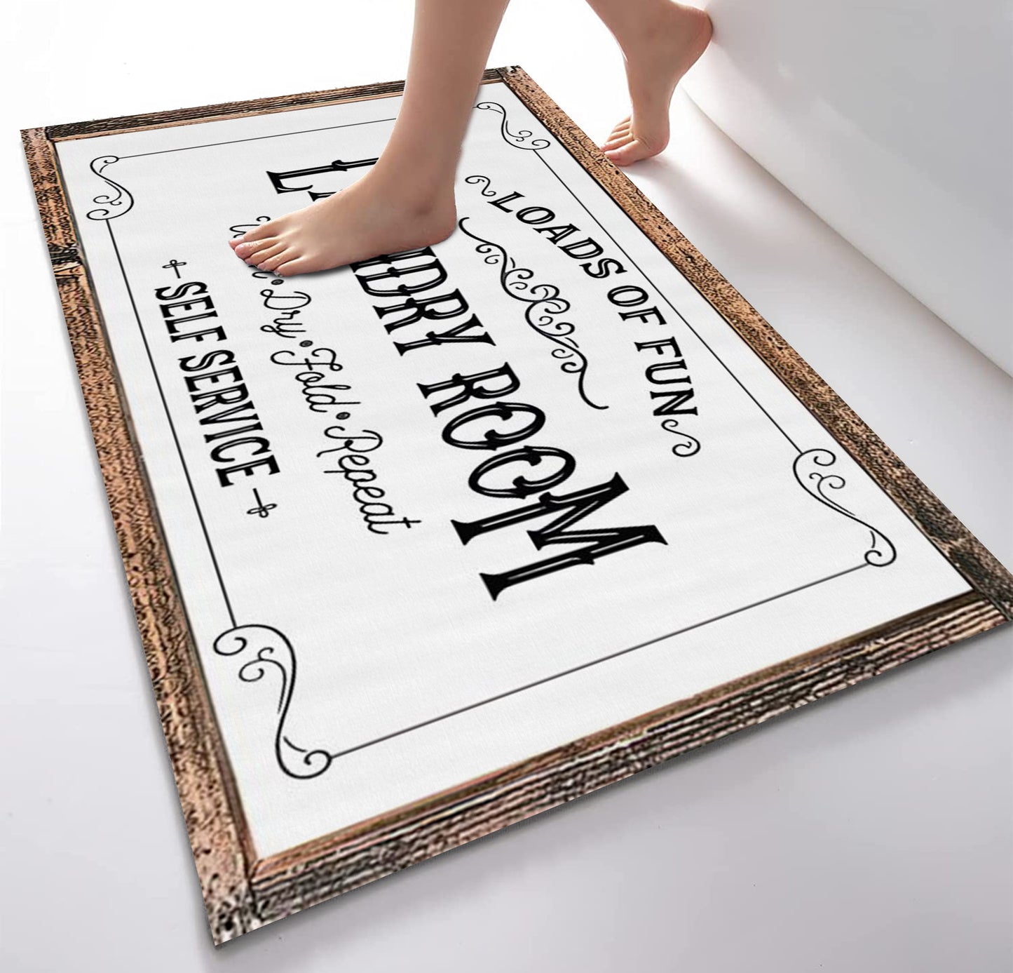 Laundry Room Rug, Bath Mat, Vintage Bathroom Mat, Nonslip Area Mat for Laundry Room