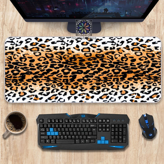 Leopard Pattern Desk Mat, Animal Printed Mouse Mat, Extra Large Office Mouse Pad, Office Decor