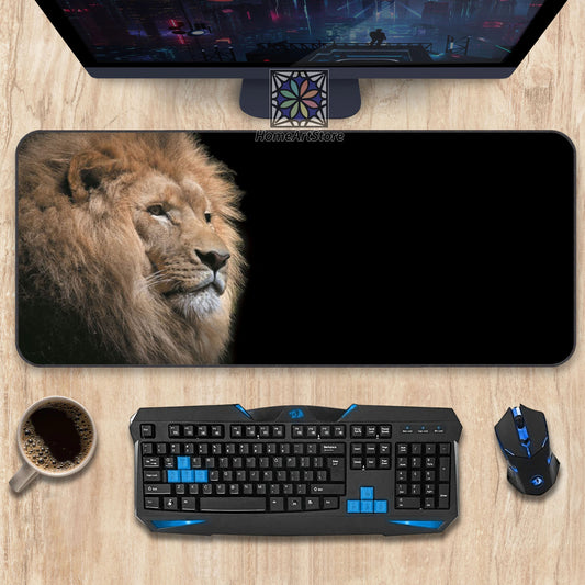 Lion Printed Mousepad, Aesthetic Office Desk Mat, Animal Desk Pad, Cool Lion Mouse Mat
