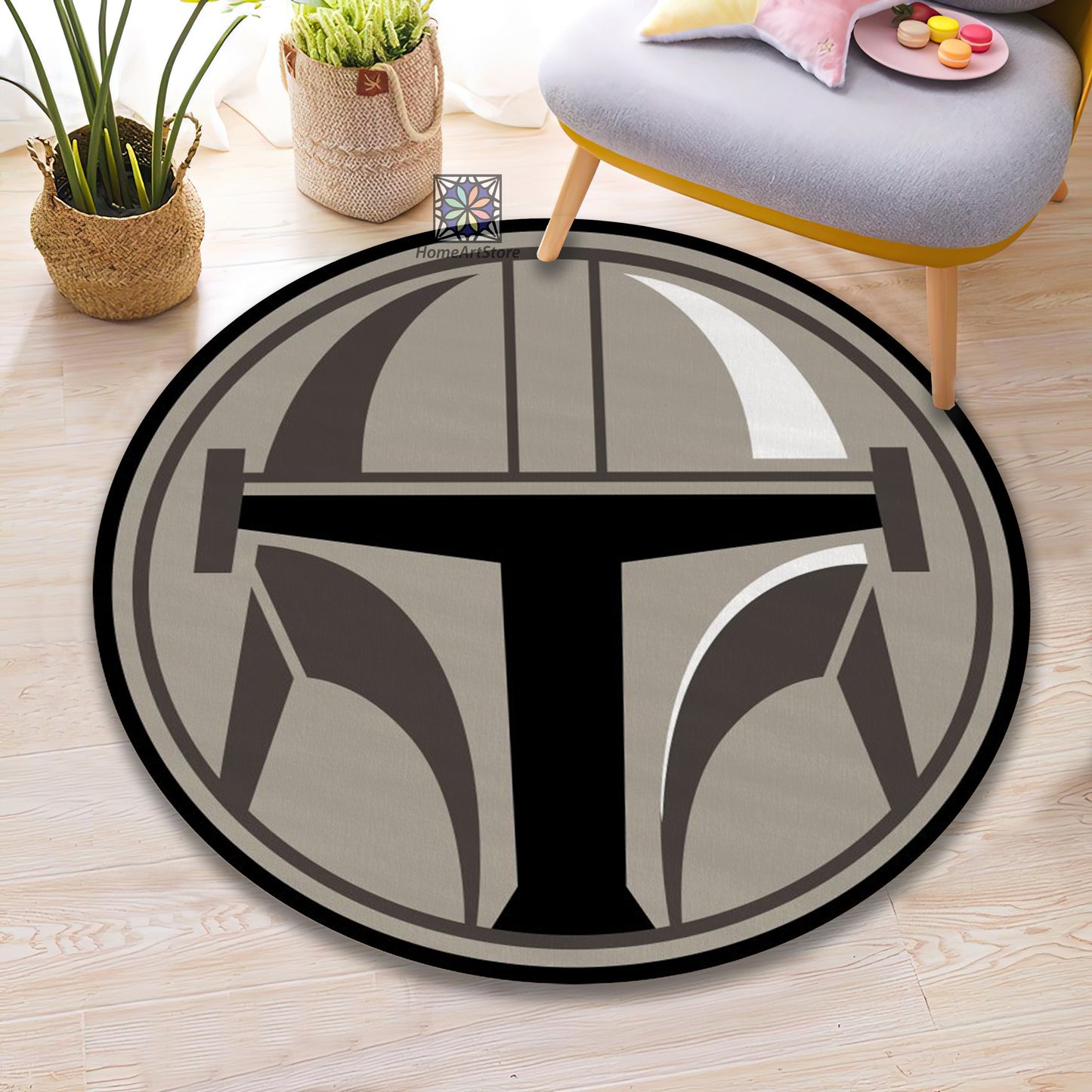 Mandalorian Mask Rug, Star Wars Carpet, Space Movie Decor, Children Room Mat, Fantastic Movie Rug