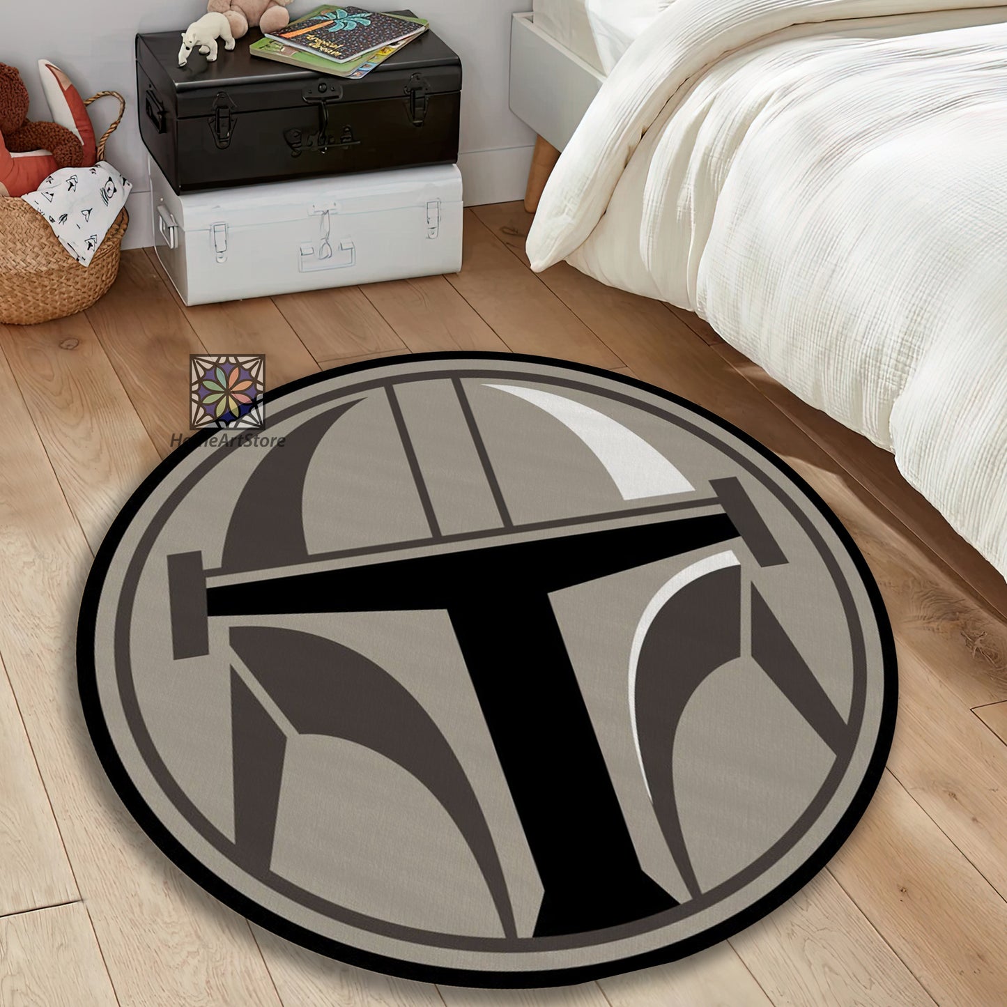 Mandalorian Mask Rug, Star Wars Carpet, Space Movie Decor, Children Room Mat, Fantastic Movie Rug