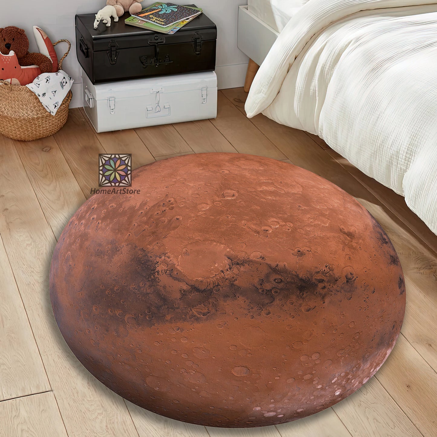 3D Mars Rug, Space Round Mat, Kids Room Carpet, Moon Rug, Space Room Decor, Galaxy Gift