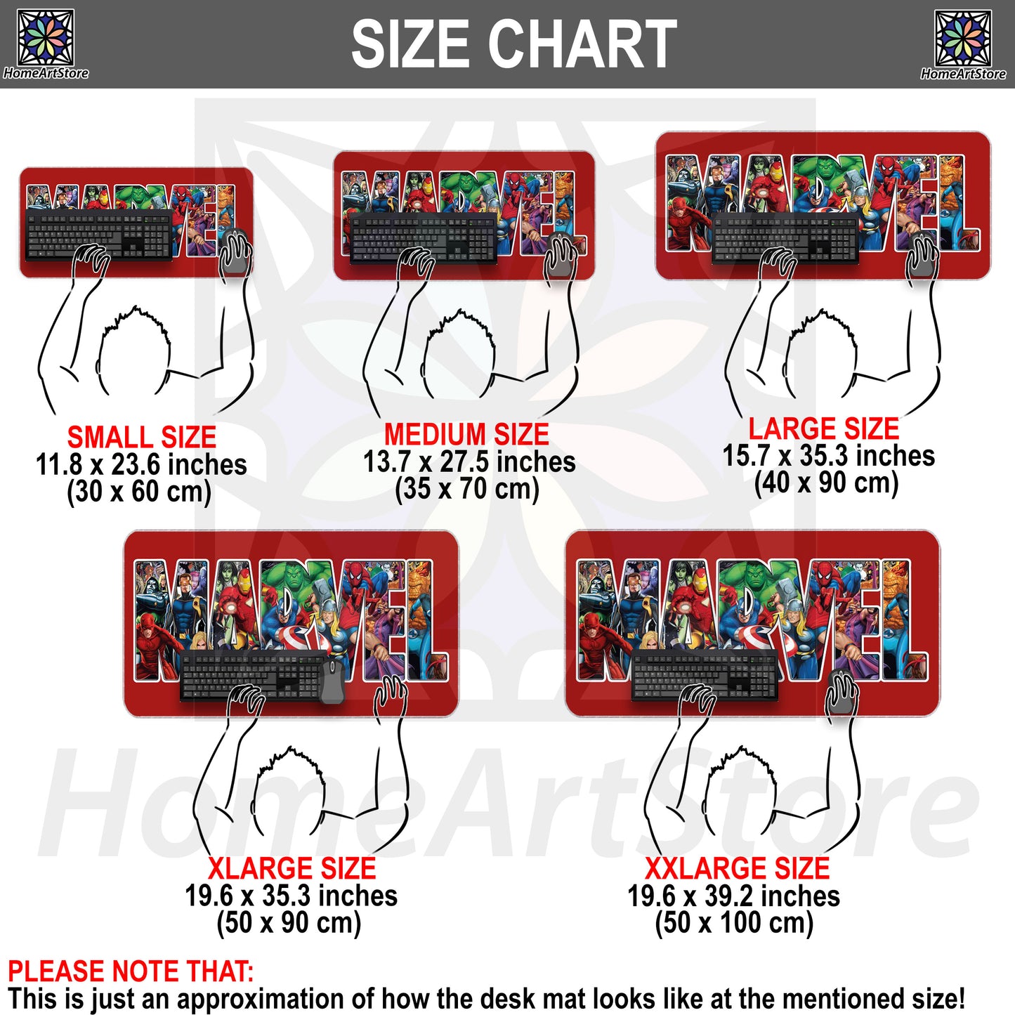 Marvel Character Desk Mat, Marvel Text Mousepad, Avengers Mouse Mat, Super Hero Desk Pad
