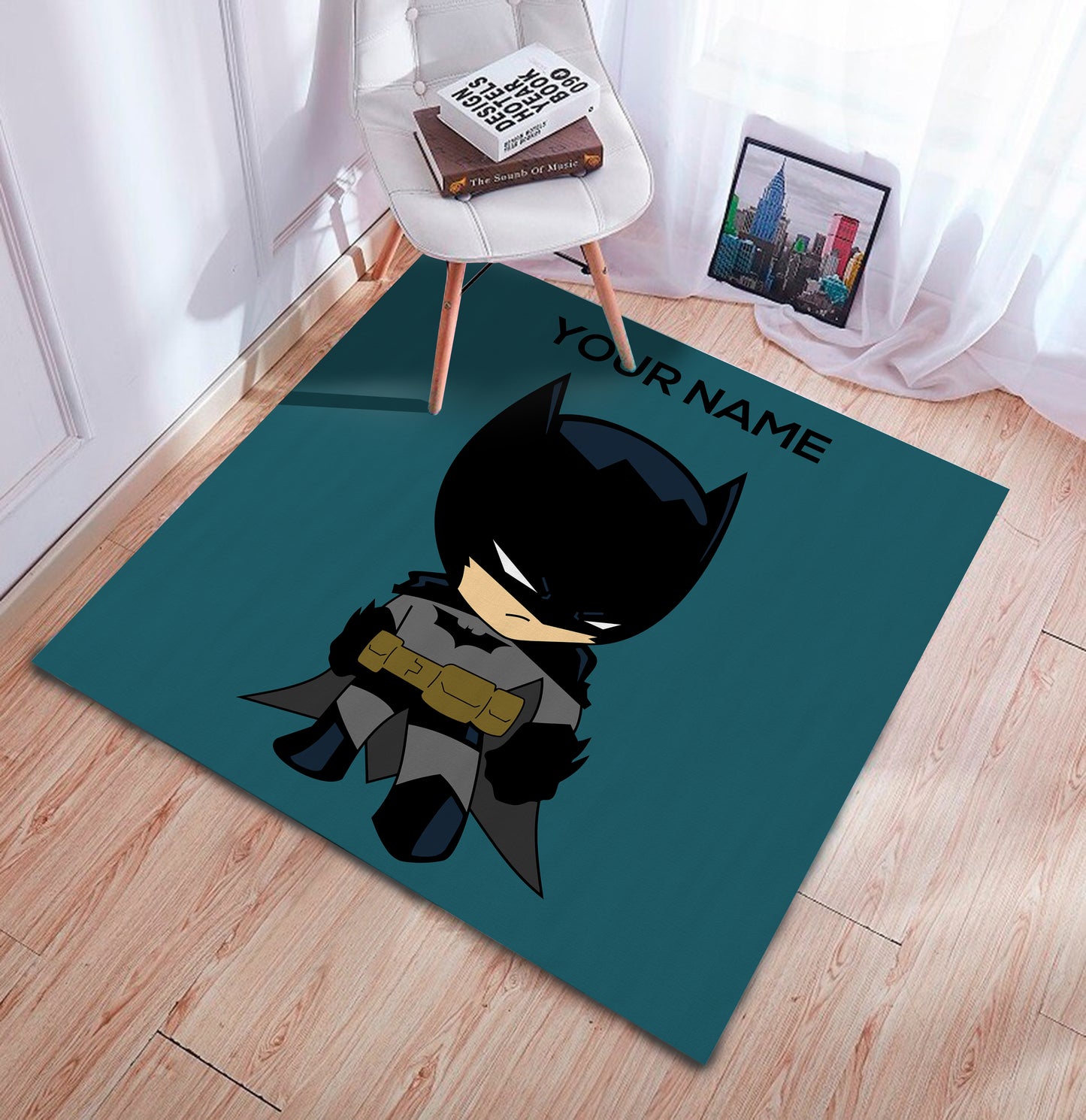 Baby Batman Rug, Custom Kids Carpet, Super Hero Decor, Kids Room Mat, Gift for Kids