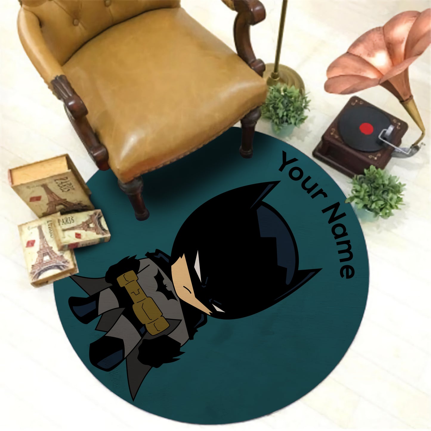 Mini Batman Rug, Customize Batman Carpet, Personalize Kids Mat, Nursery Play Decor, Children Room Rug
